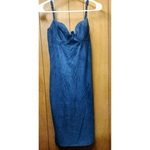 Windsor Midnight Blue Velvet Velour Dress Party Cocktail Club Sleeveless Large